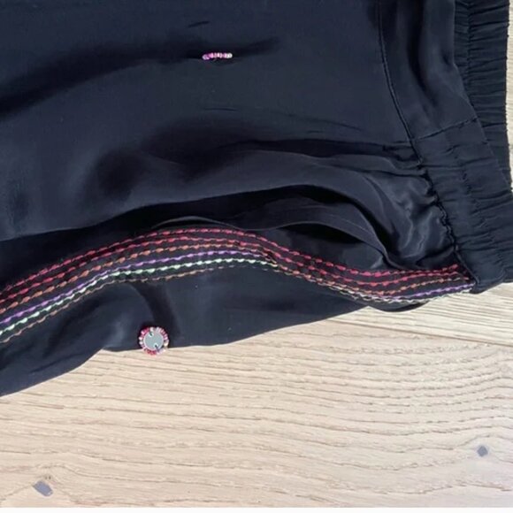 Farm Rio Black Rainbow Beaded Mirror Trim Trousers pants M sold out online - Picture 7 of 7